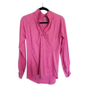 RBX Womens Petite S Hot Pink DryTech Zip Active Workout Top Athletic Long Sleev